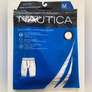 Nautica Mens Base Layer Bike Short White Size: M